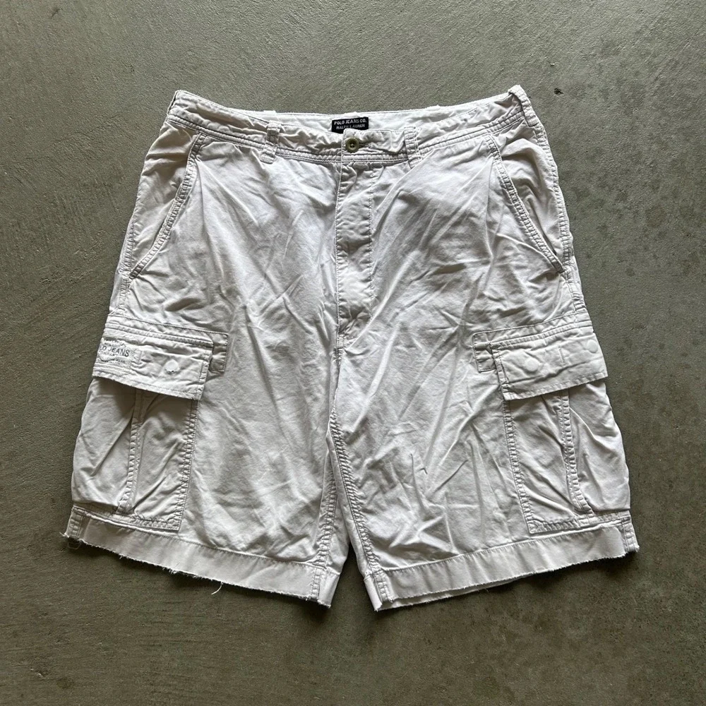Vintage Polo Ralph Lauren Military Issue Cargo Shorts Size 36‎ White 1967